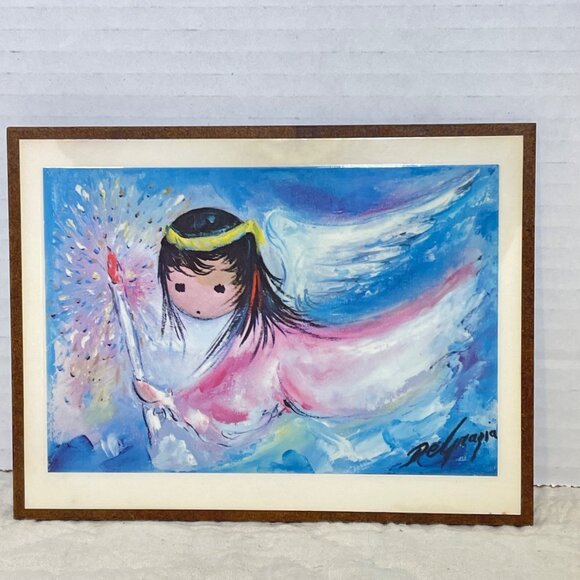 Vintage Signed Rafael Angel Ceramic Wall Art With Wooden Frame - Picture 11 of 16